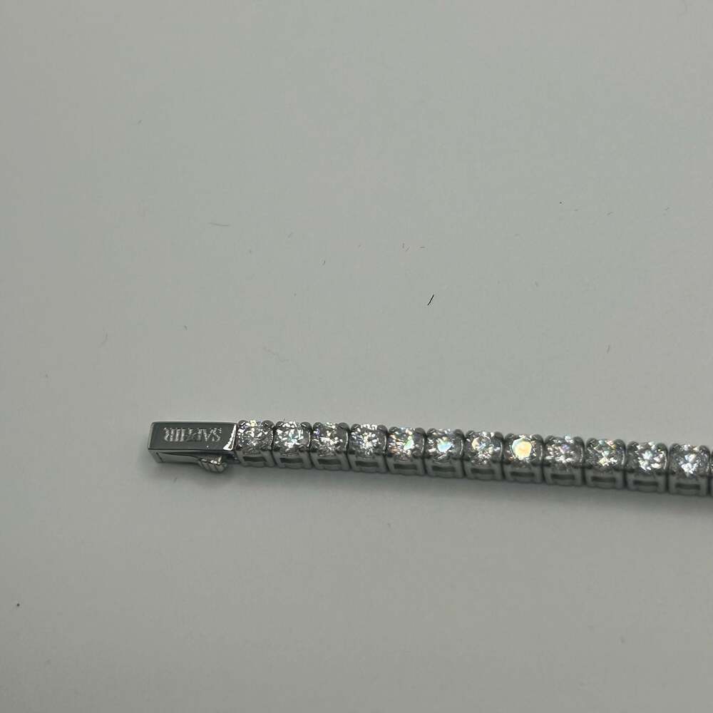 3mm Moissanite Silver Tennis Bracelet 8 Inch GRA Certified Passes Tester VVS1 - Picture 4 of 8